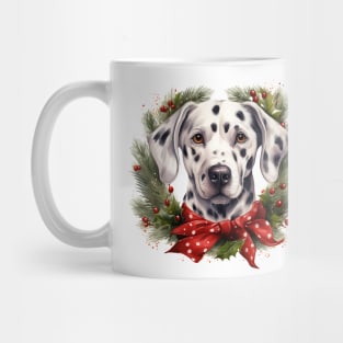 Christmas Dalmatian Dog Wreath Mug